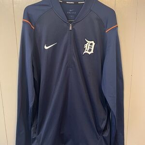 Nike Dri-FIT Detroit Tigers Baseball Track Jacket Men's M Navy Blue 1/4 Zip